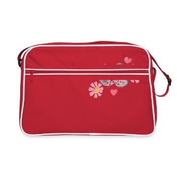 Modèle d'oiseaux d'amour - Sac Retro - rouge/blanc - Devant