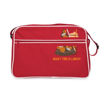 Wann gibt es Mittagessen? - Retro Tasche - Rot/Weiß - Vorne