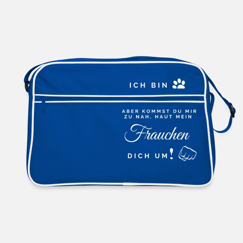 Frauchen haut dich um weiß Retro Tasche