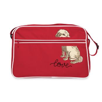 Cockapoo Cocker Spaniel Poodle Miniature Poodle dog love - Retro Bag - red/white - Front