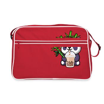 Panda Boba Tee Lustig bubble tea feinschmecker Haustierliebhaber - Retro Tasche - Rot/Weiß - Vorne