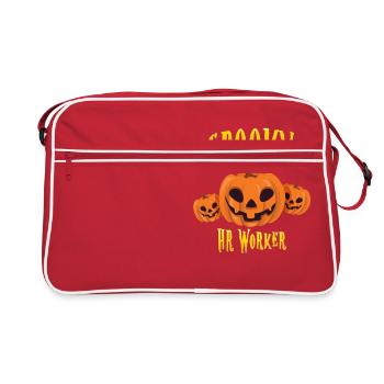 Gruseliger HR-Mitarbeiter - Retro Tasche - Rot/Weiß - Vorne