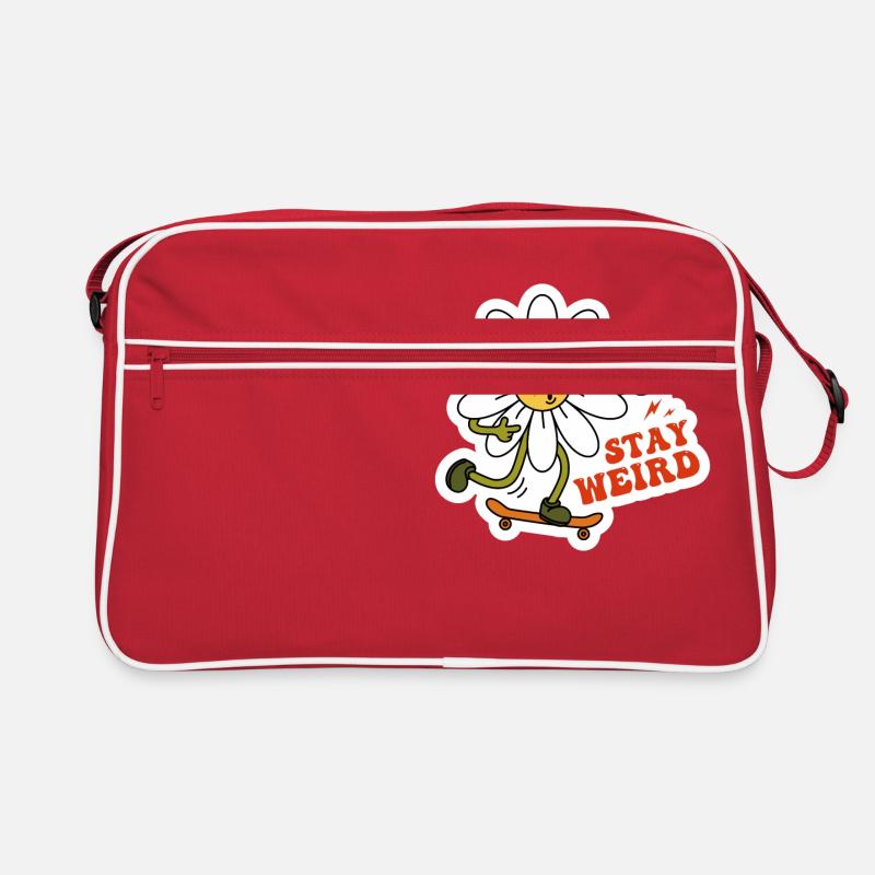 Bleiben Sie seltsam Sarkastisches Kamillendesign Retro Tasche