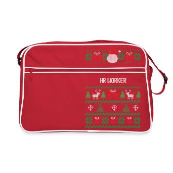 Ein fröhlicher HR-Mitarbeiter - Retro Tasche - Rot/Weiß - Vorne