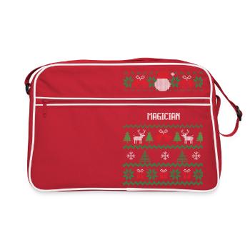 Ein fröhlicher Zauberer - Retro Tasche - Rot/Weiß - Vorne