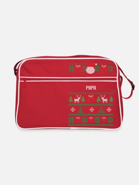 Ein fröhlicher Papa - Retro Tasche - Rot/Weiß