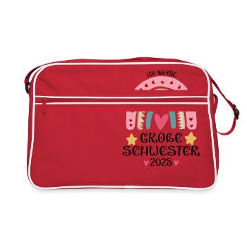 Ich Werde Große Schwester 2025 - Retro Tasche - Rot/Weiß - Vorne