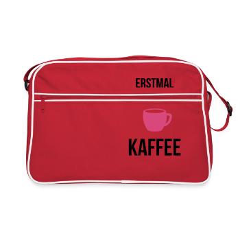 Erstmal einen Kaffee - Retro Tasche - Rot/Weiß - Vorne