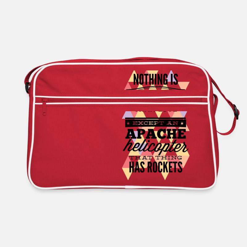 Apache-Hubschrauber - Retro Tasche - Rot/Weiß