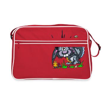 Lapin de Pâques avec Kueken - Sac Retro - rouge/blanc - Devant