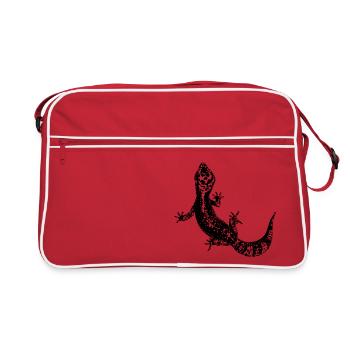 Leopardgecko / Gecko - Retro Bag - red/white - Front