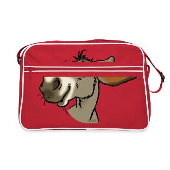 Ane lächelnd grau - Retro Tasche - Rot/Weiß - Vorne