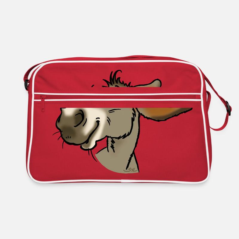 Ane gris souriant - Sac Retro - rouge/blanc