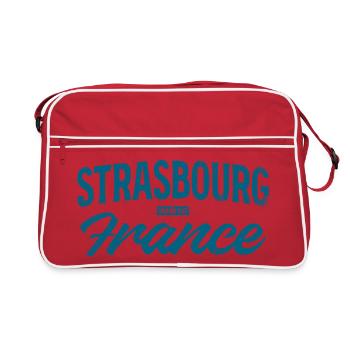 Strasbourg France Vintage Font - Retro Bag - red/white - Front