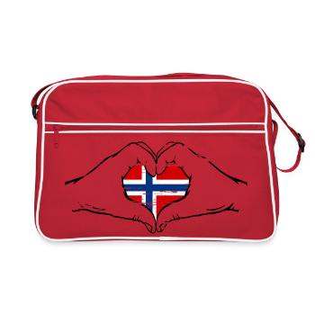 Drapeau de la Norvège en forme de coeur utilisé - Sac Retro - rouge/blanc - Devant