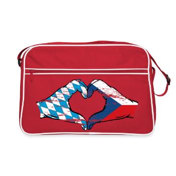 Bavière République Tchèque Drapeau Mains Coeur Utilisé - Sac Retro - rouge/blanc - Devant