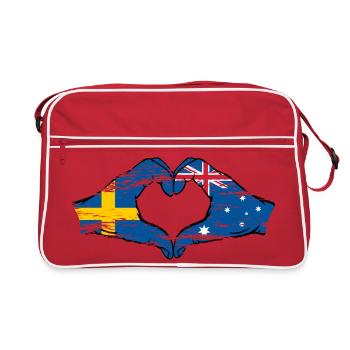 Suède Australie Drapeau Coeur Forme Utilisé - Sac Retro - rouge/blanc - Devant