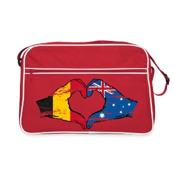Belgique Australie Drapeau Forme de cœur utilisée - Sac Retro - rouge/blanc - Devant