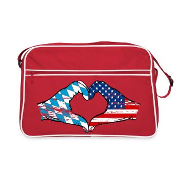 Bavière, USA, Drapeau, Mains, Forme de coeur Utilisé - Sac Retro - rouge/blanc - Devant