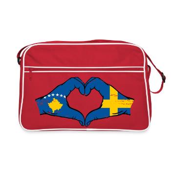 Kosovo Suède drapeau mains forme de coeur utilisé - Sac Retro - rouge/blanc - Devant