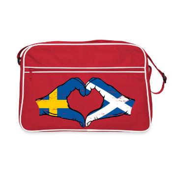 Sweden Scotland Hands Heart Shape Used - Retro Bag - red/white - Front