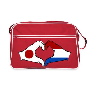 Japan Holland Hands Heart Shape - Retro Bag - red/white - Front