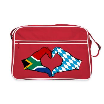 Afrique du Sud Bavière Drapeau Mains Coeur Forme - Sac Retro - rouge/blanc - Devant