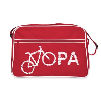 bester Opa Fahrrad Mountainbike Radeln Kritzeln - Retro Tasche - Rot/Weiß - Vorne
