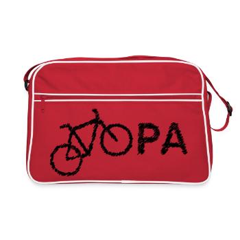bester Opa Fahrrad Mountainbike Radeln Kritzeln - Retro Tasche - Rot/Weiß - Vorne