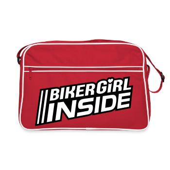 Biker Girl à l’intérieur des lettres (les couleurs peuvent être changées) - Sac Retro - rouge/blanc - Devant