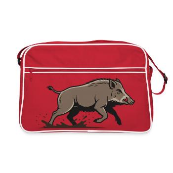 Wildschwein Rennen Angriff Jagd - Retro Tasche - Rot/Weiß - Vorne