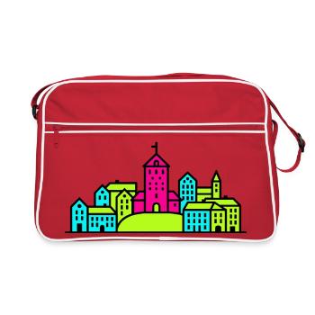 Helsingborg City Skyline Karnan Tower Line Art - Retro Bag - red/white - Front