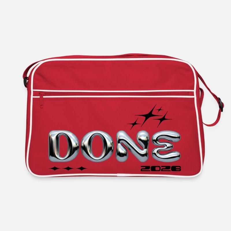 Chrome Blasenbuchstaben DONE Retro Tasche