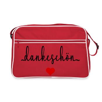 Danke Dankeschön Herz - Retro Tasche - Rot/Weiß - Vorne