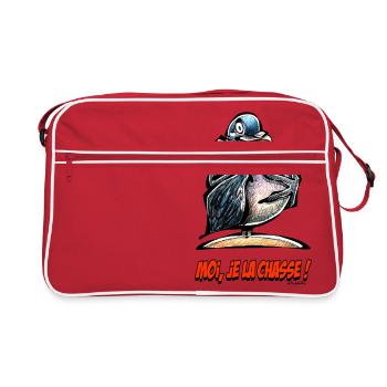 The pigeon, Me I Hunt! - Retro Bag - red/white - Front