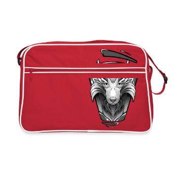 Wolf Tattoo Design - Retro Bag - red/white - Front