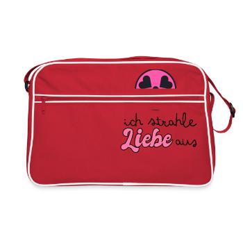 Ich strahle Liebe aus - Retro Tasche - Rot/Weiß - Vorne