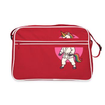 Karaté Licorne dessin animé - Arts martiaux - Sac Retro - rouge/blanc - Devant