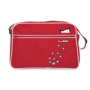 chat mignon avec les pattes, herringbone - chemise fraîche - Sac Retro - rouge/blanc - Devant