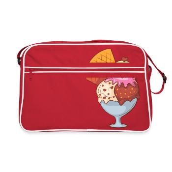 Eis Speiseeis Eiskrem Eiscreme Kugeleis Eisbecher - Retro Tasche - Rot/Weiß - Vorne
