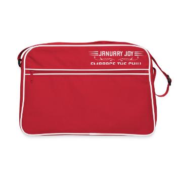 Januar-Freude, Umarmung, Chill-Jagd, Nervenkitzel - Retro Tasche - Rot/Weiß - Vorne