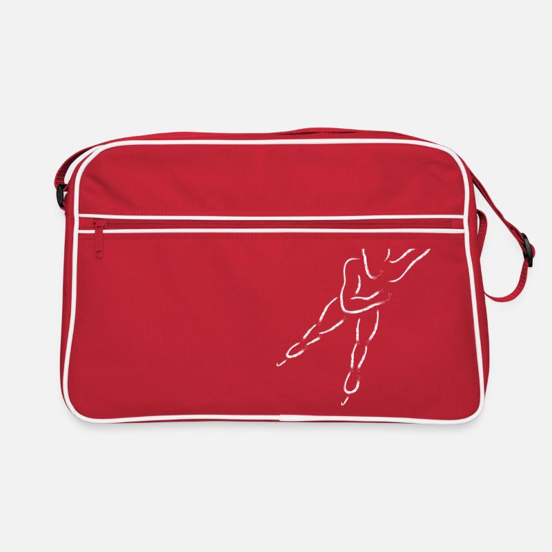 Speedskater, Shorttrack oder Eisschnellläufer - Retro Tasche - Rot/Weiß