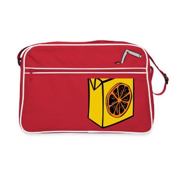 saft box karton einweg stroh orange getraenke - Retro Tasche - Rot/Weiß - Vorne