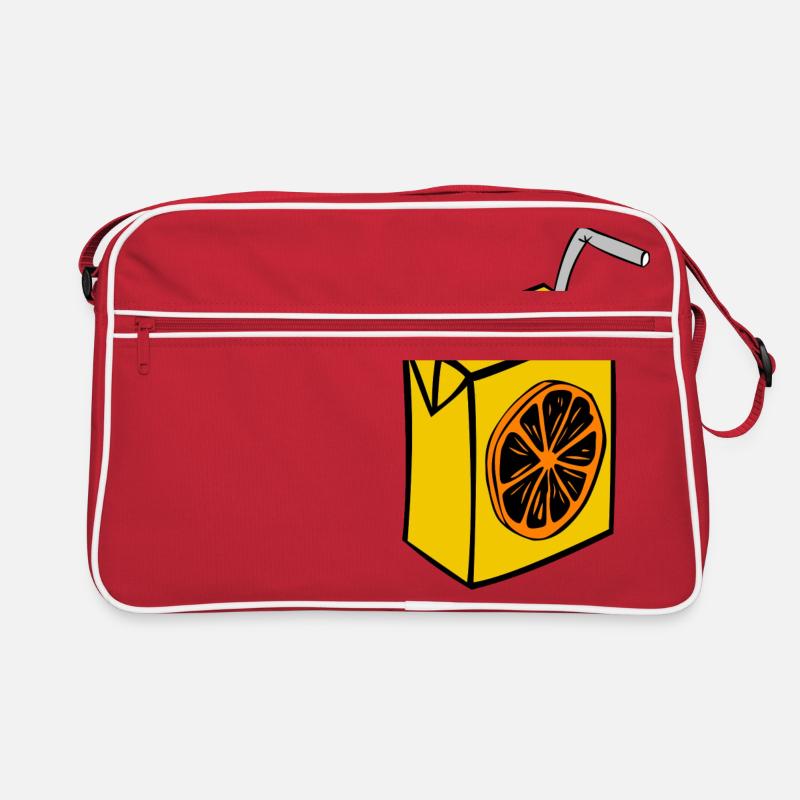 saft box karton einweg stroh orange getraenke Retro Tasche