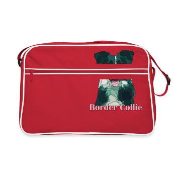 border collie - Retro Bag - red/white - Front