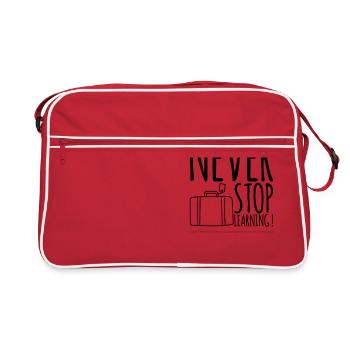 Never STOP Learning! - Retro Bag - red/white - Front