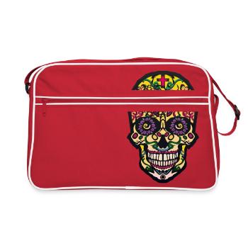 mexican head skull mexican fantasy skull - Retro Bag - red/white - Front