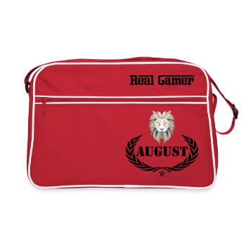 Real Gamer born in August Lion - Sac Retro - rouge/blanc - Devant
