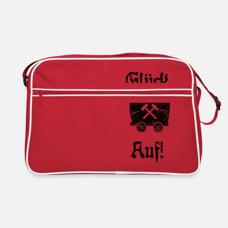 Glück Auf! Logo Schlägel und Eisen - Retro Tasche - Rot/Weiß