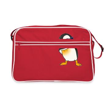 Cool penguin dab south pole dance float dance step - Retro Bag - red/white - Front